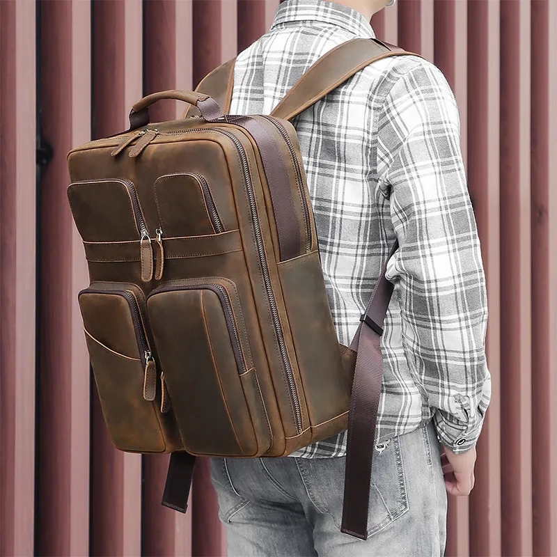 Vintage Genuine Leather 15.6 Inch Laptop Backpack 4