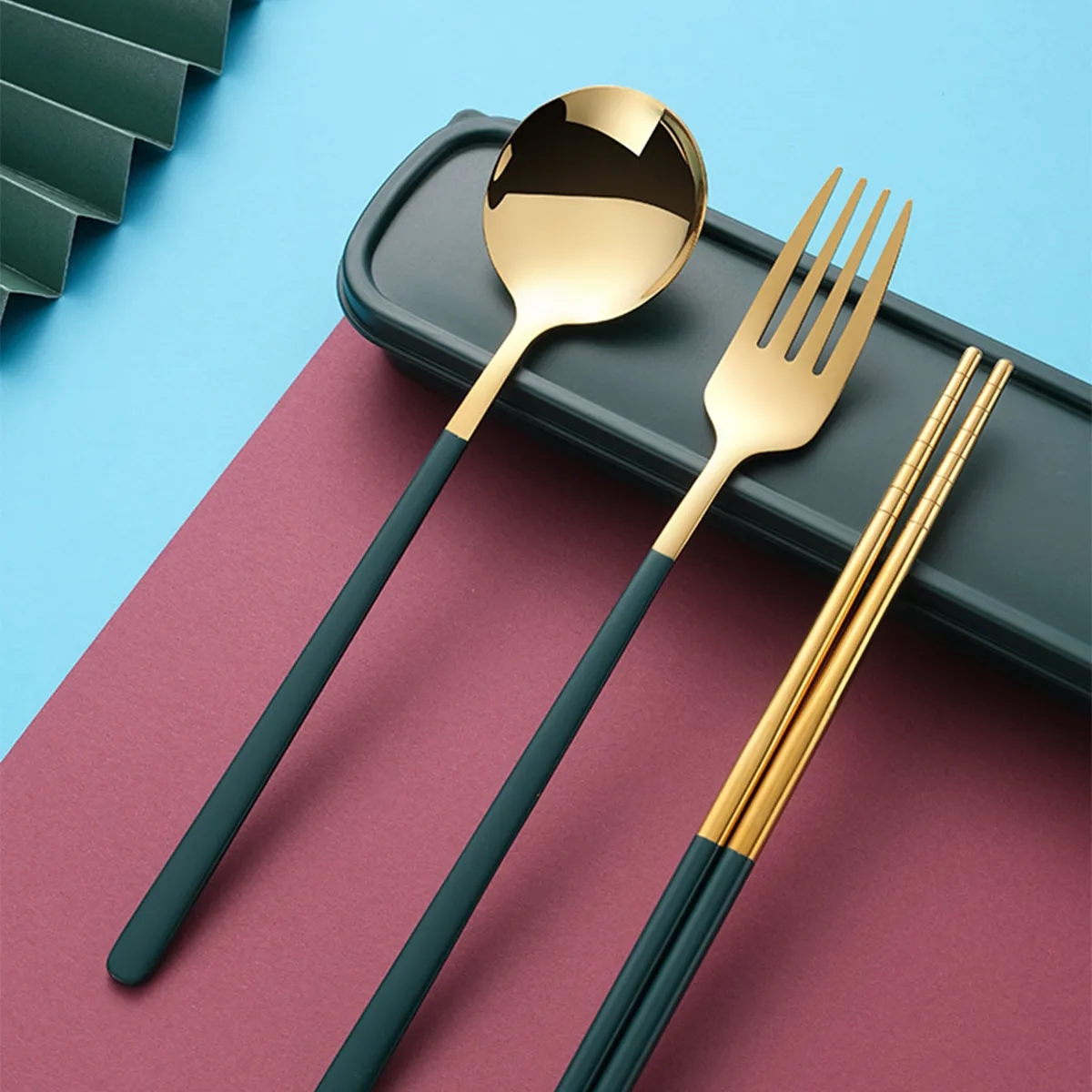 Travel Portable Stainless Steel Cutlery Three-Piece Set 2