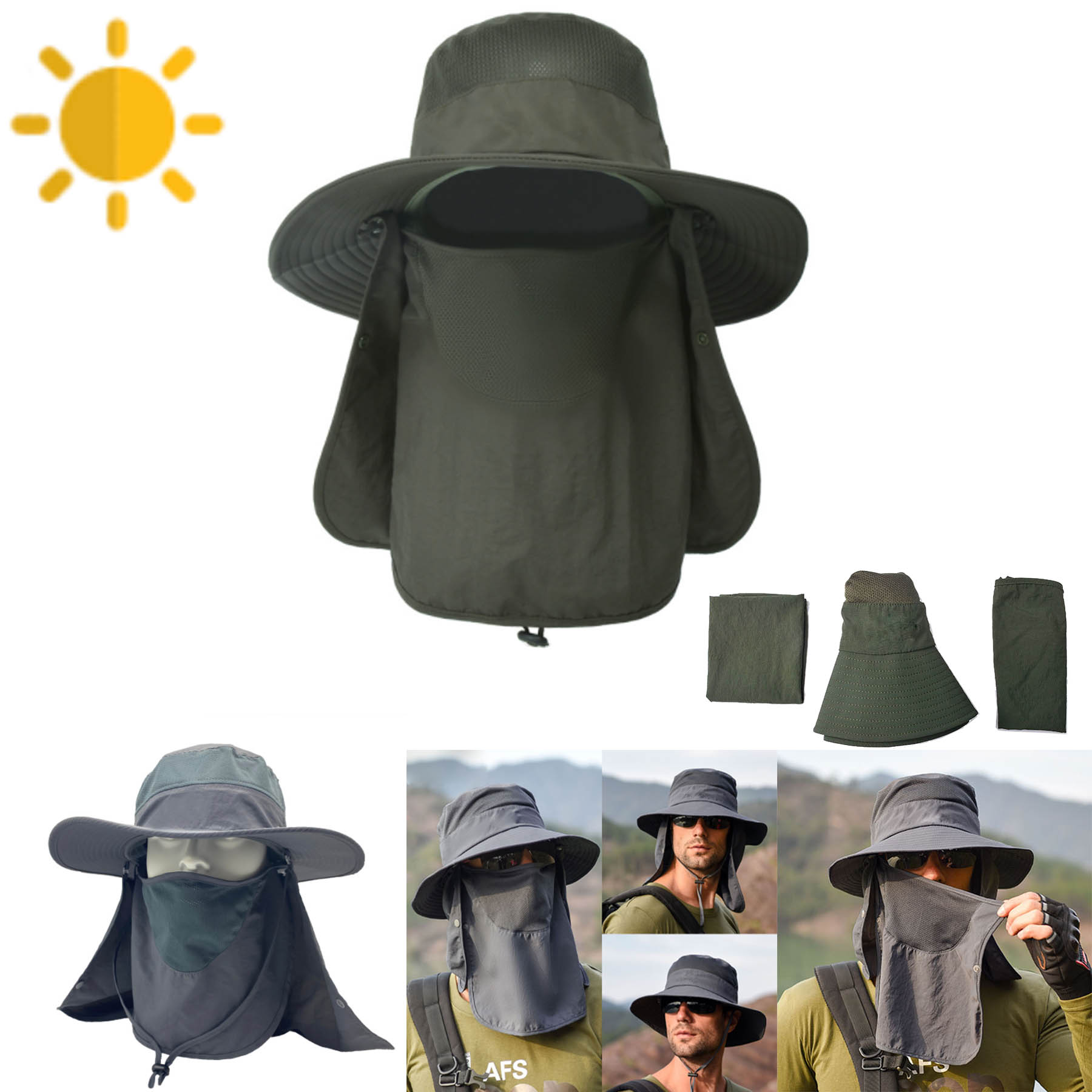 Sun Hat with Removable Neck Face Flap 2