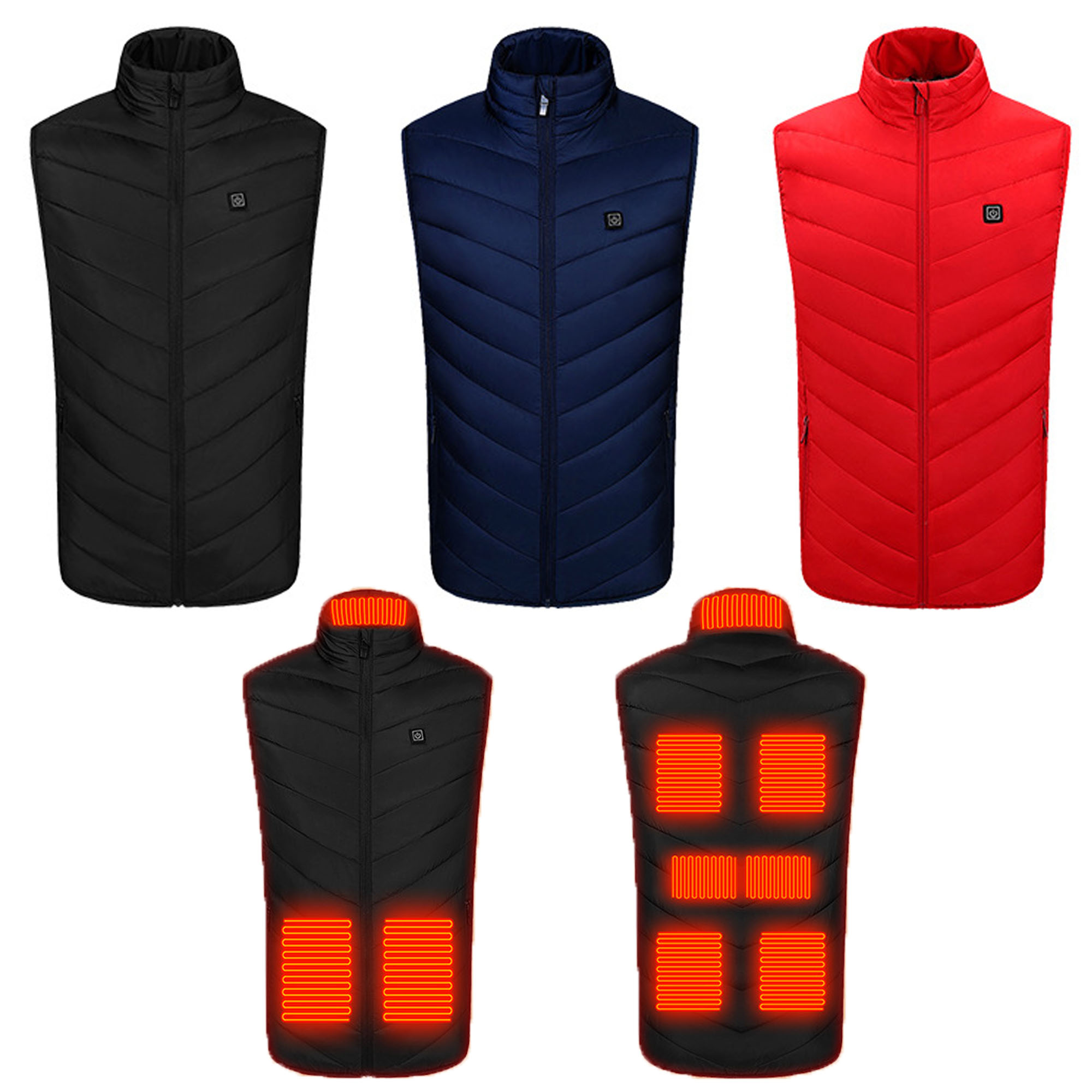 MOQ10 Washable Heated Vest Unisex Electric 9 Heating Areas 3