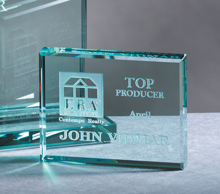 Jade Glass Horizontal Rectangle Award (8"x6") 1
