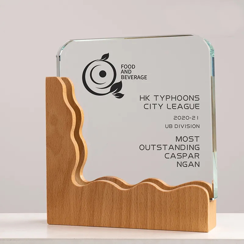 Square Crystal Awards with Wooden Base 8