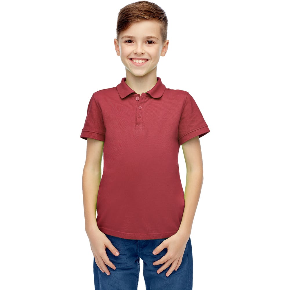 Boys' Uniform Polo Shirts - Burgundy Short Sleeve Size 14 2