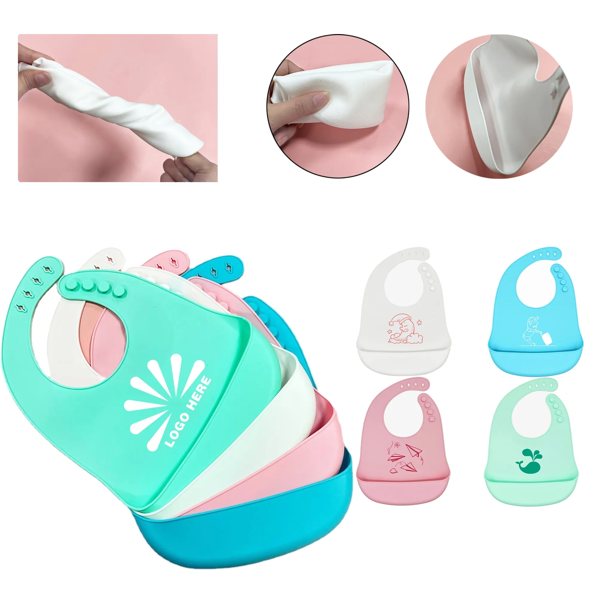 MOQ 50PCS Baby Bib Silicone Waterproof 2
