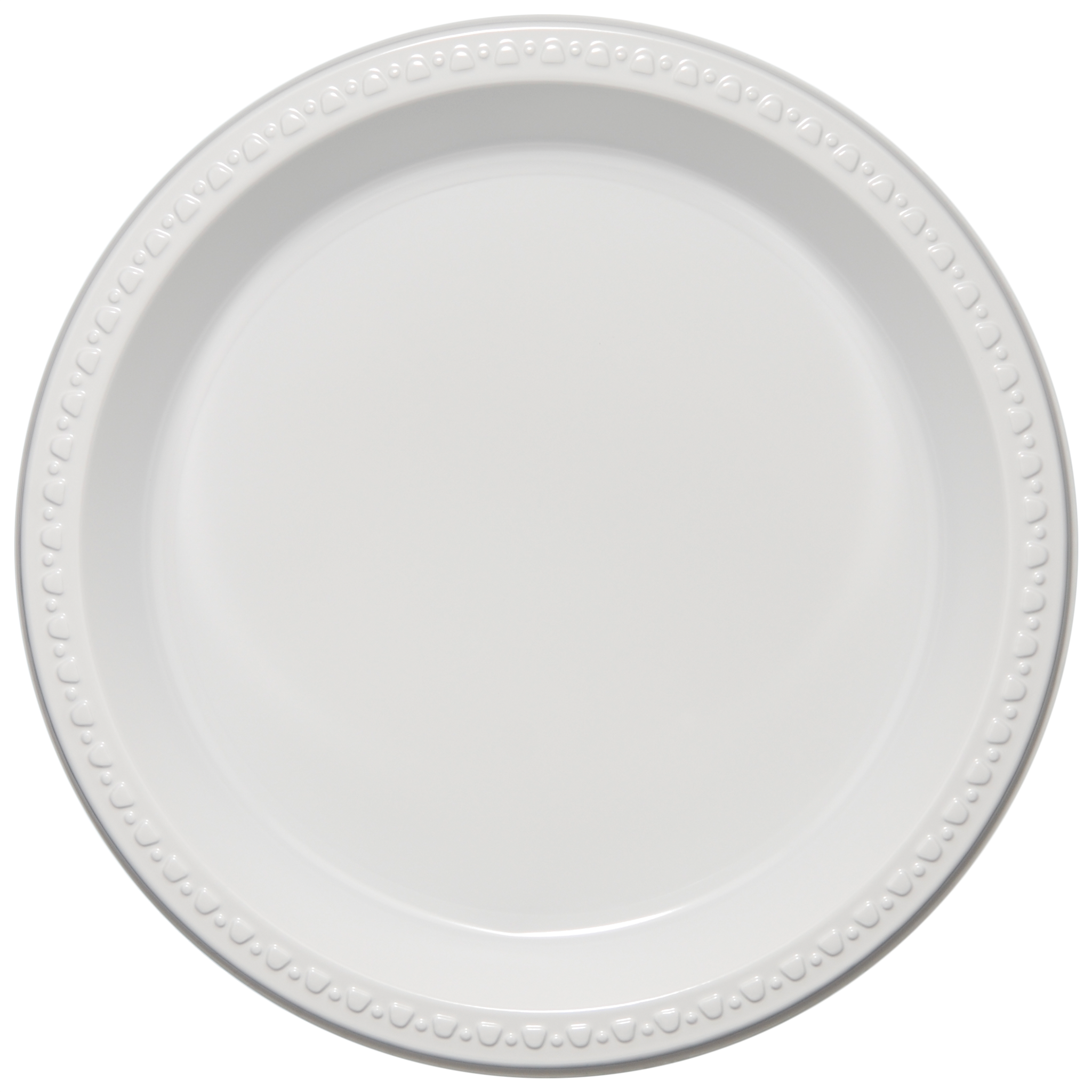 10.000" Plain Medium Weight Plastic Plate Round White Tradition Print 3