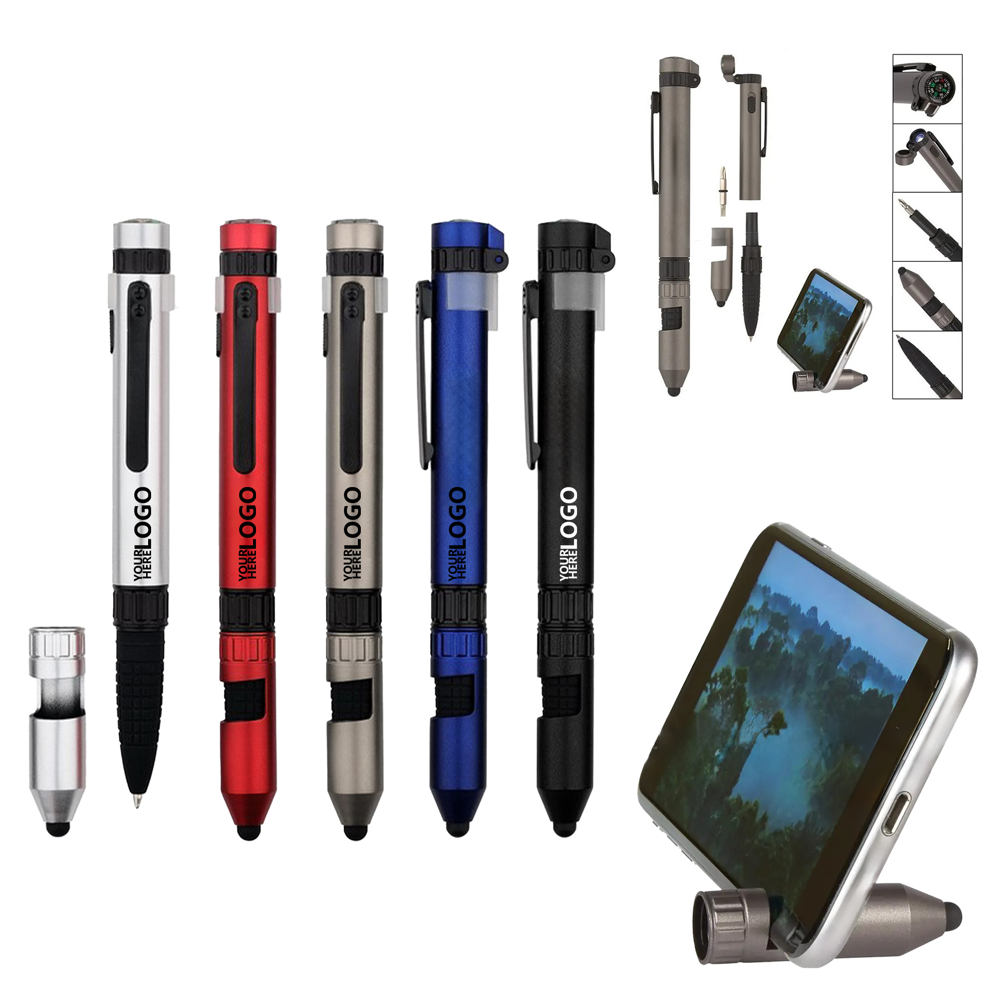 All-in-One Outdoor Tool: Screwdriver, Compass, Stylus, and Light 2