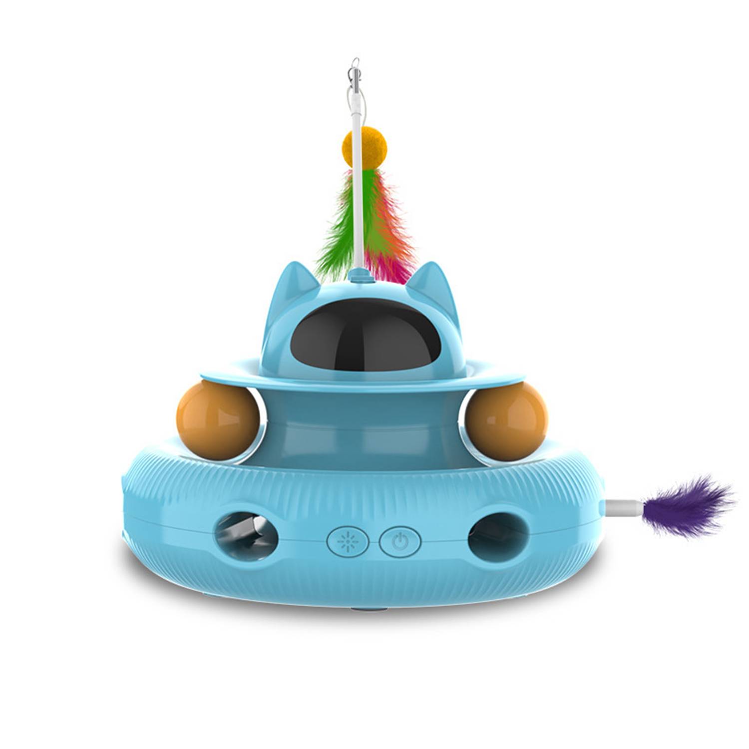 Indoor Interactive Cat Toy w/ Laser & Feather Wand 3