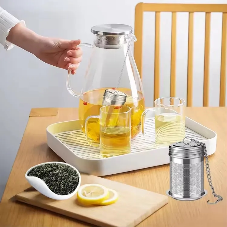 304 Stainless Steel Threaded Lid Loose Leaf Tea Steeper 2