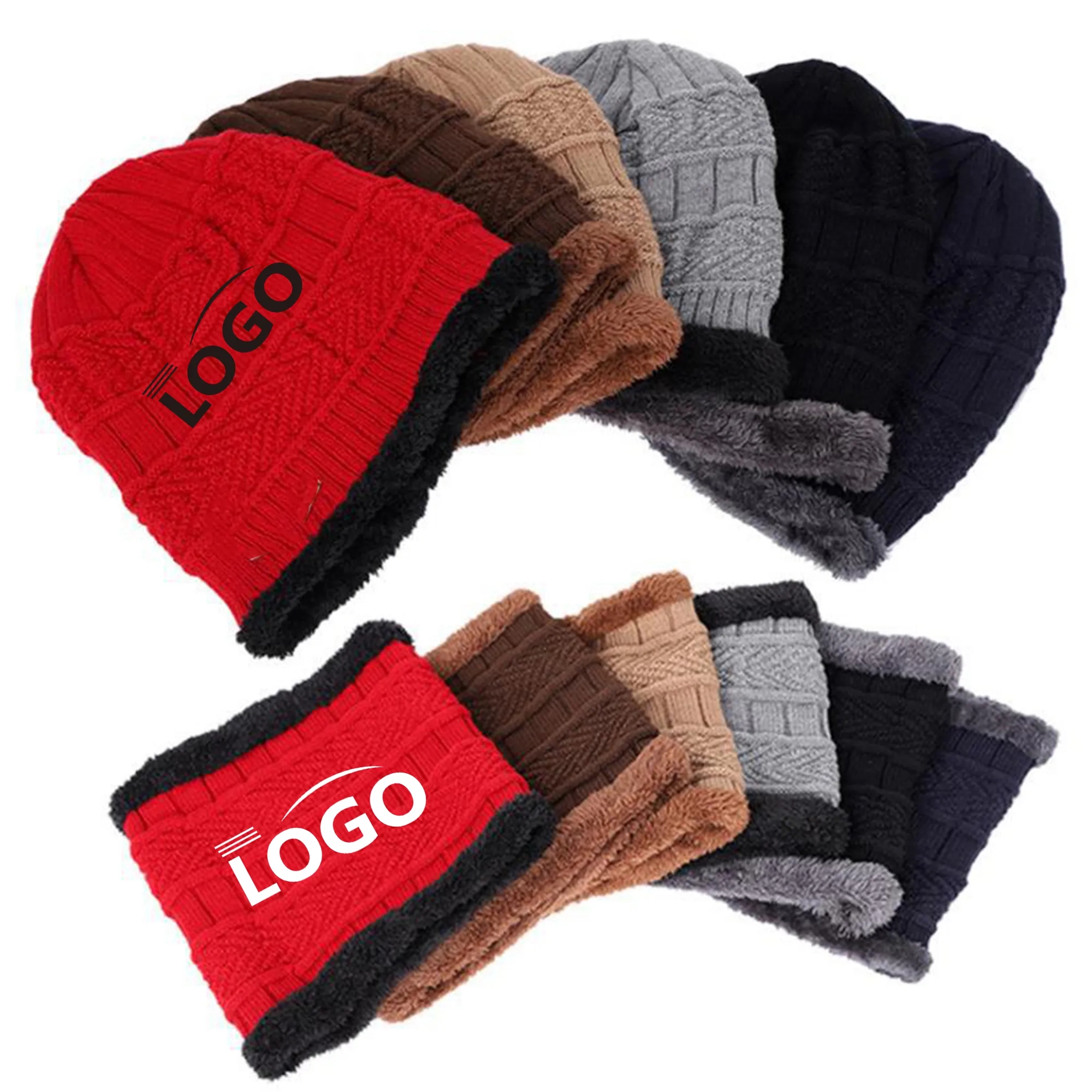 Beanie Hat Scarf Neck Warmer Set 4
