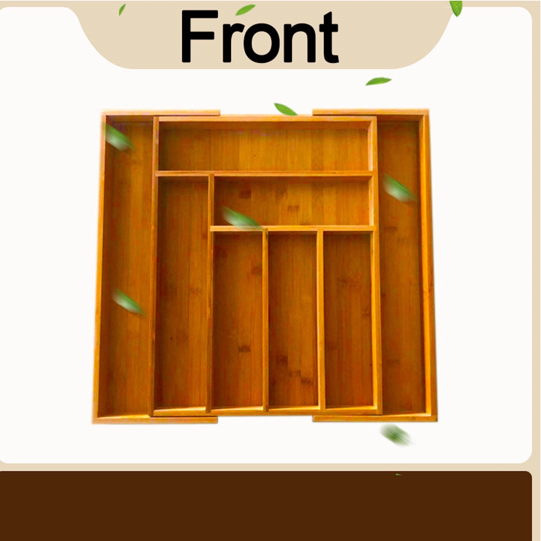 Bamboo Expandable Drawer Organizer for Utensils Holder 1