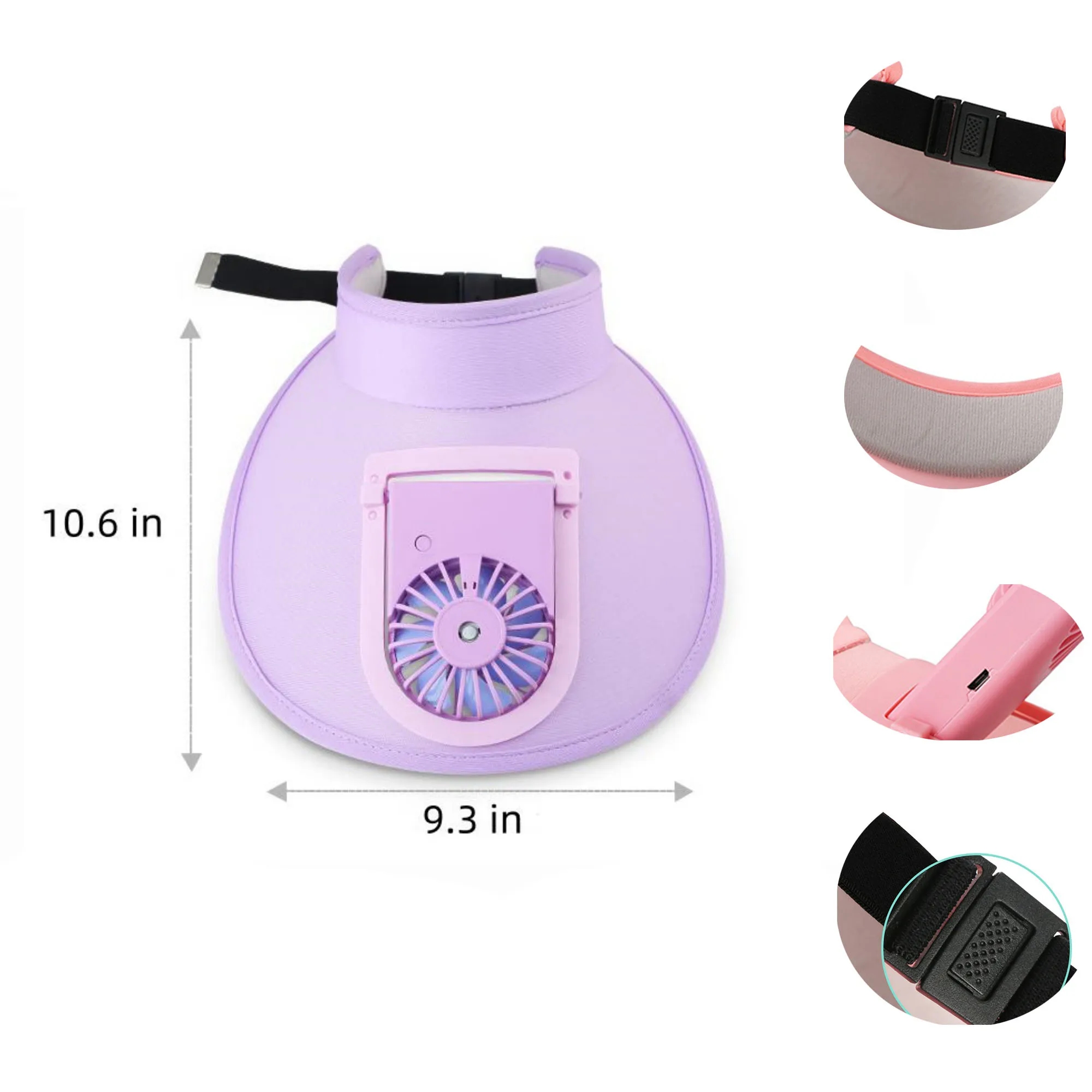 USB Fan Sun Hat Wide Brim Portable Running Visor Cap 5