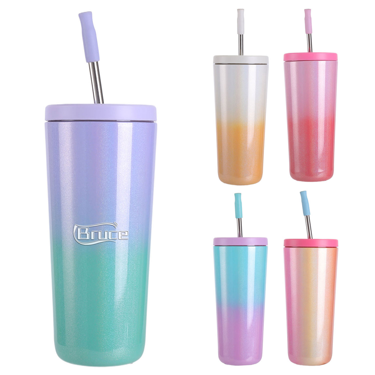24oz Stainless Steel Gradient Color Insulated Travel Tumbler 12
