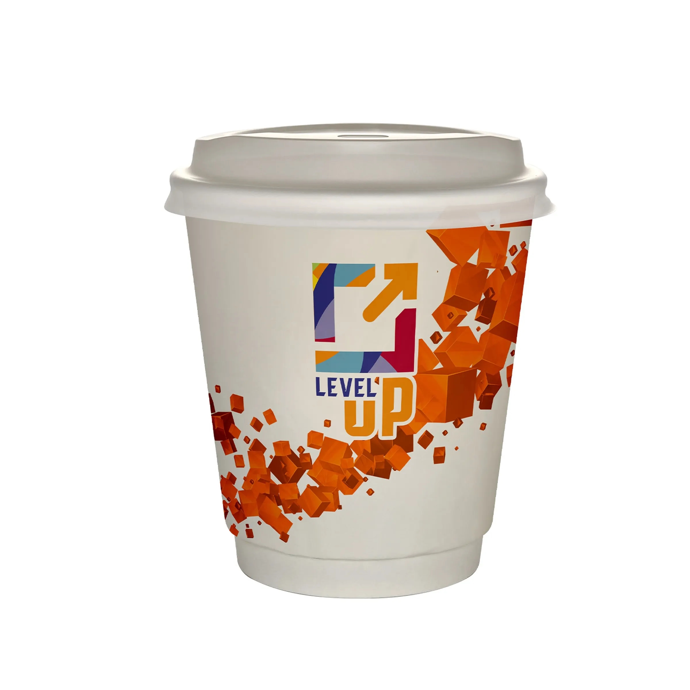 10 oz Full Color Floating Cubes Insulated Paper Cup With Lid 21