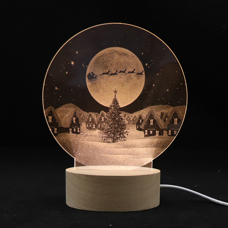 Custom Made To Order 3D Optical Illusion LED Night Light And Lamp With Wood Base 5