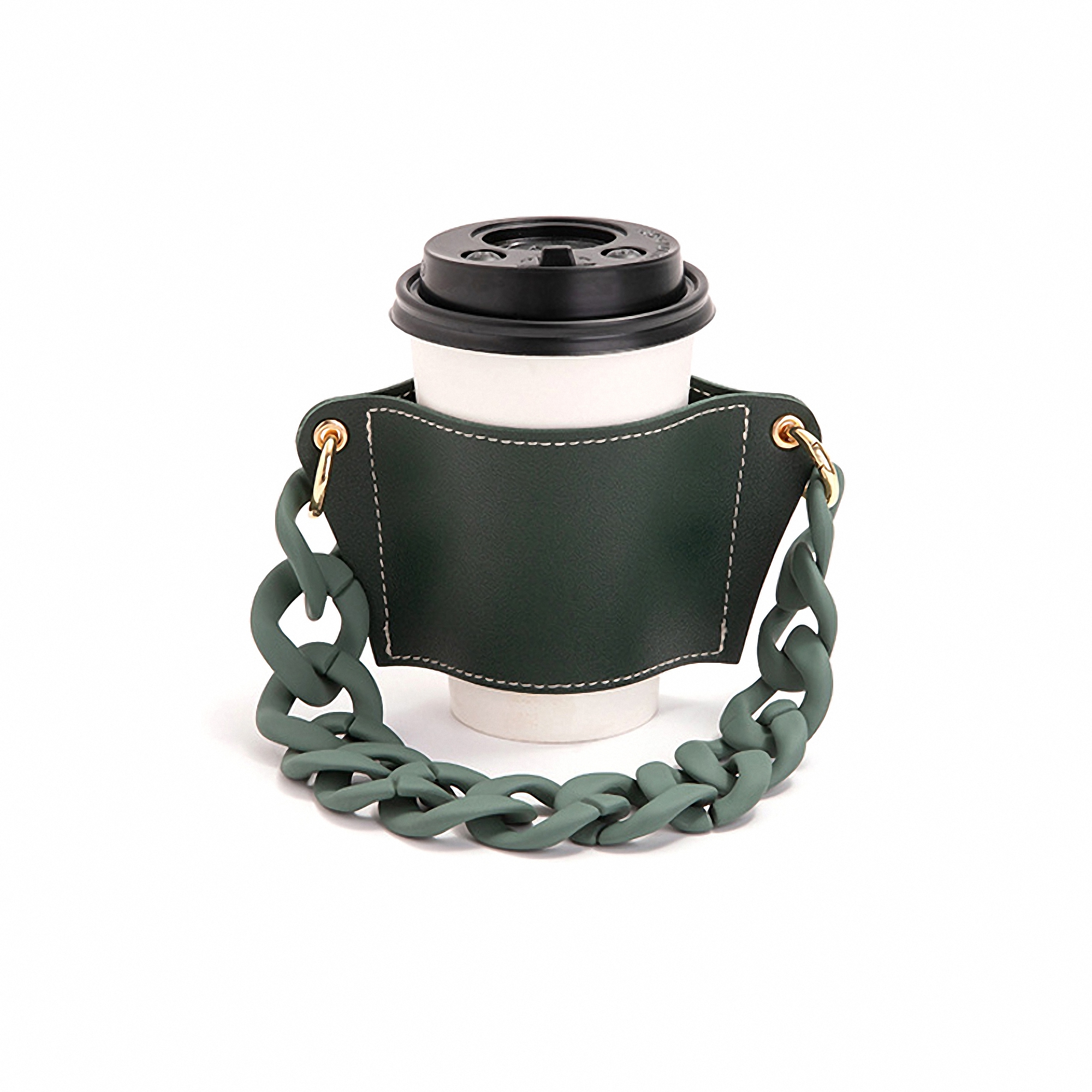 Faux Leather Cup Holder with Chain 4