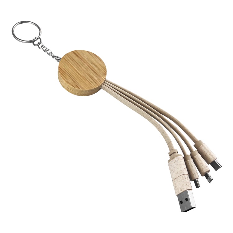 Round Bamboo Charging Cable Key Ring 5