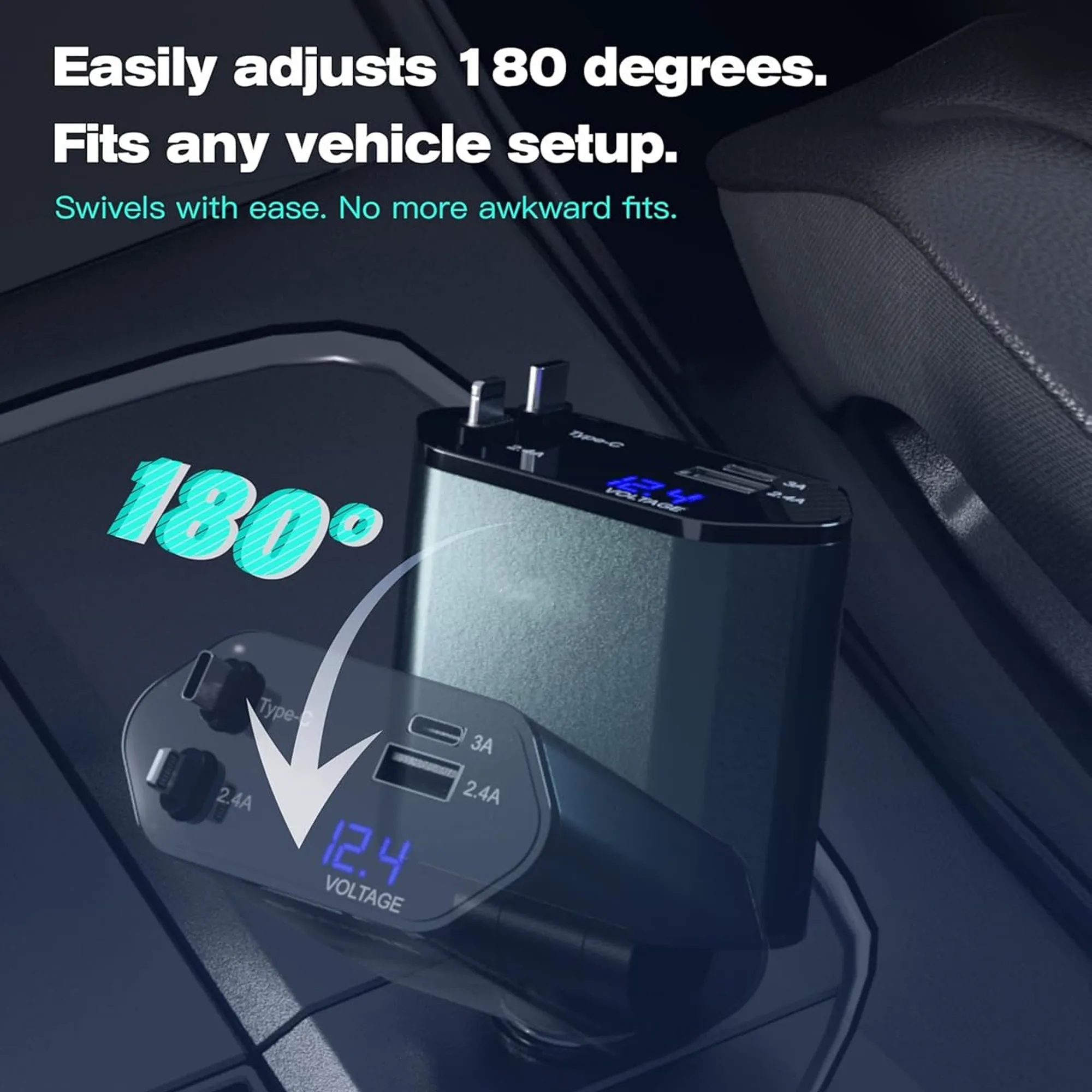4 in 1 Car Charger With Retractable Cables 8