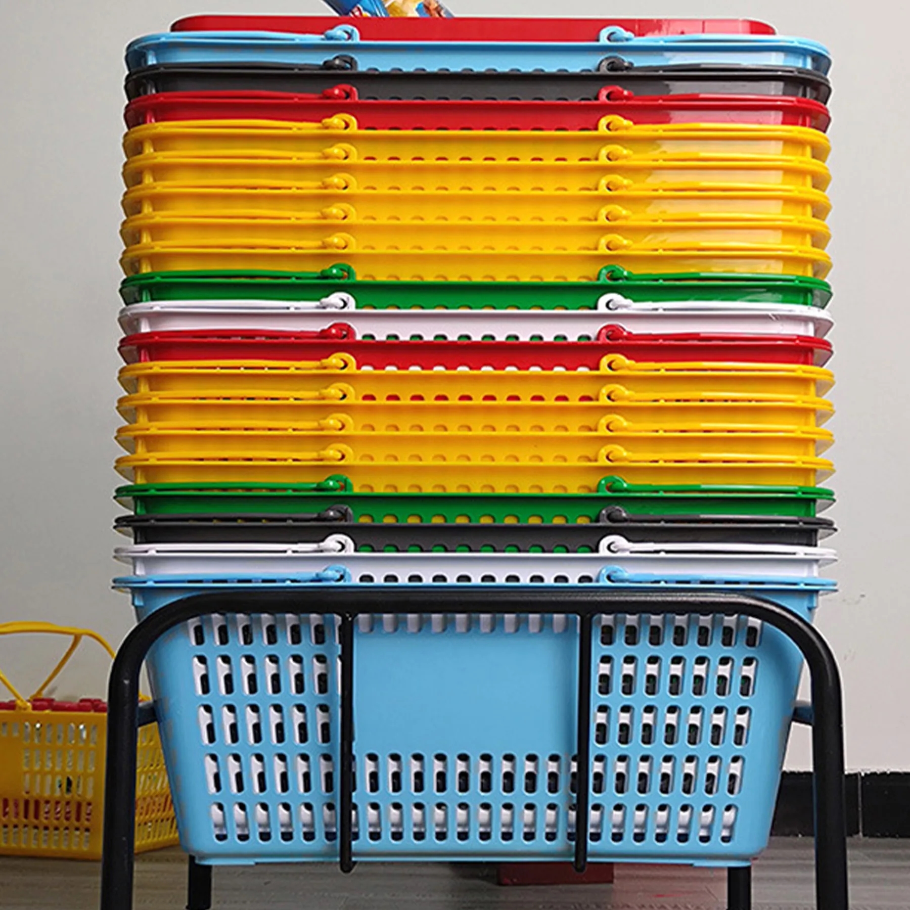 Polypropylene 2 Handle Plastic Shopping Basket 6