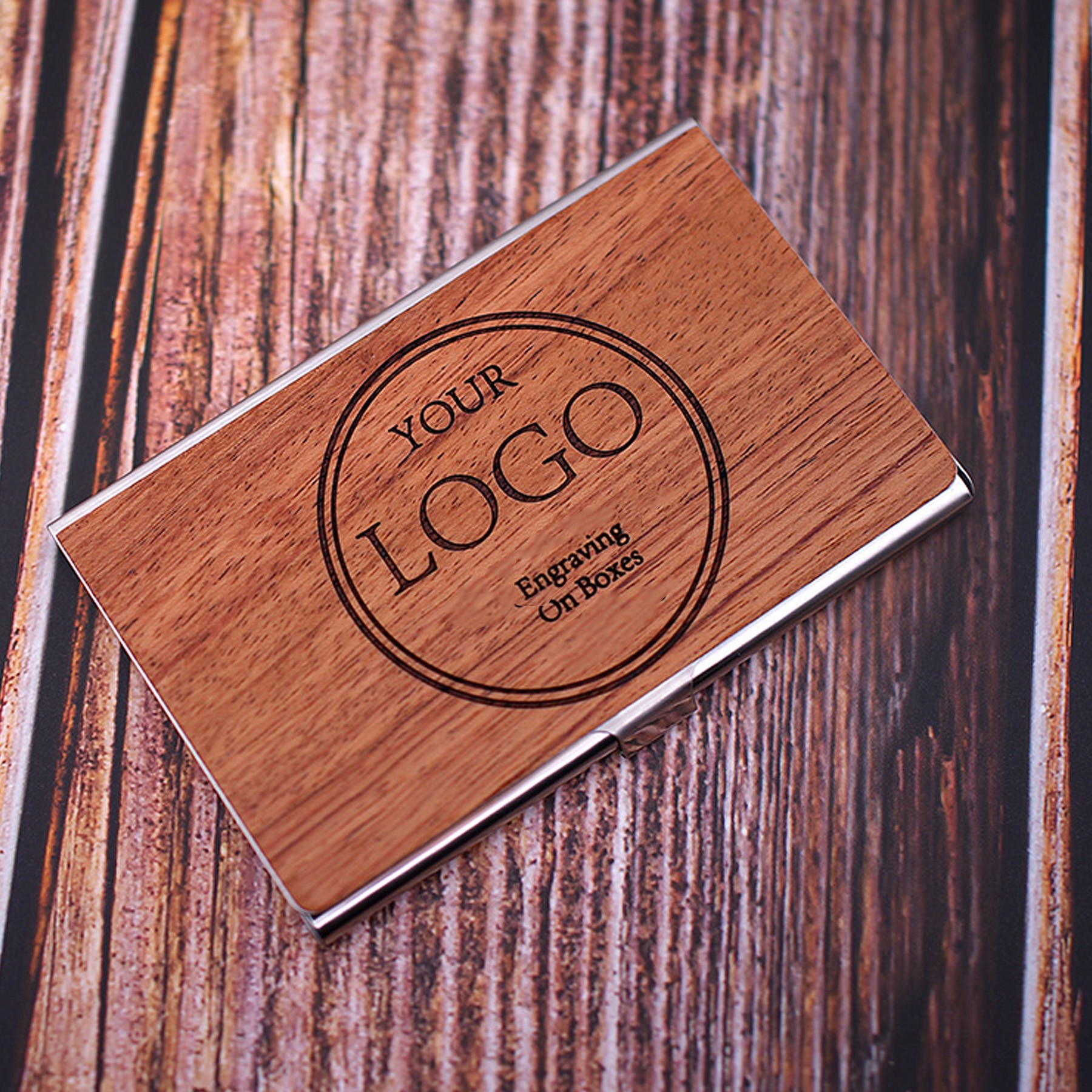 Business Black Walnut Wood Card Holder 4