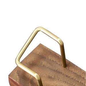 Premium Business Card Holder With Brass Stand And Sturdy Wood Base 2