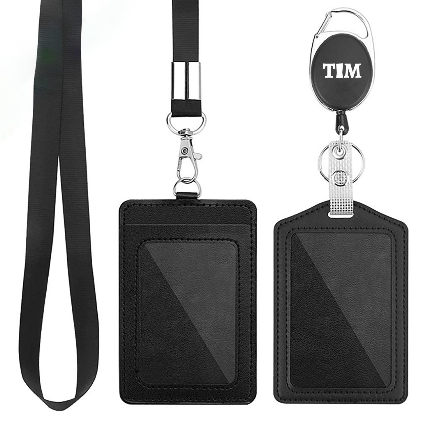 2 Packs Vertical Pu Leather And Id Badge Card Holder 1