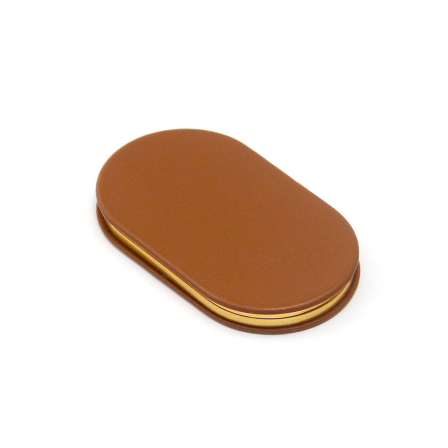 foldable oval magnifying Makeup PU Leather vanity Mirror 2