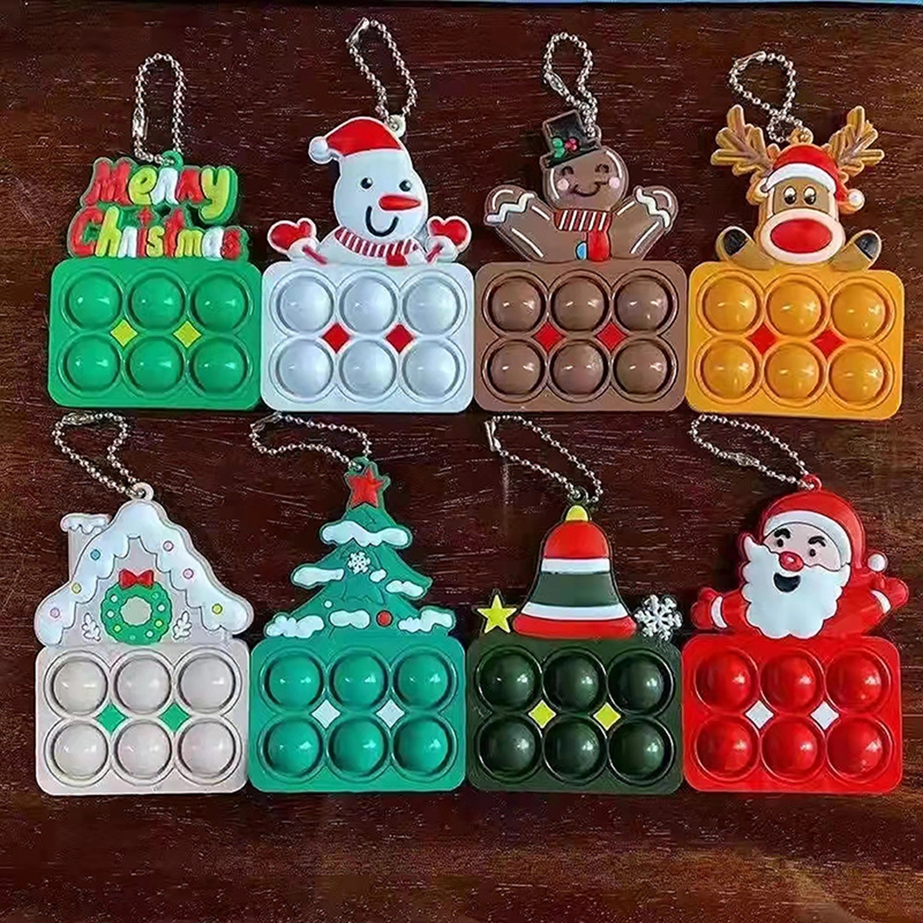 Christmas series Push Bubble Sensory Fidget Toy Keychain 6