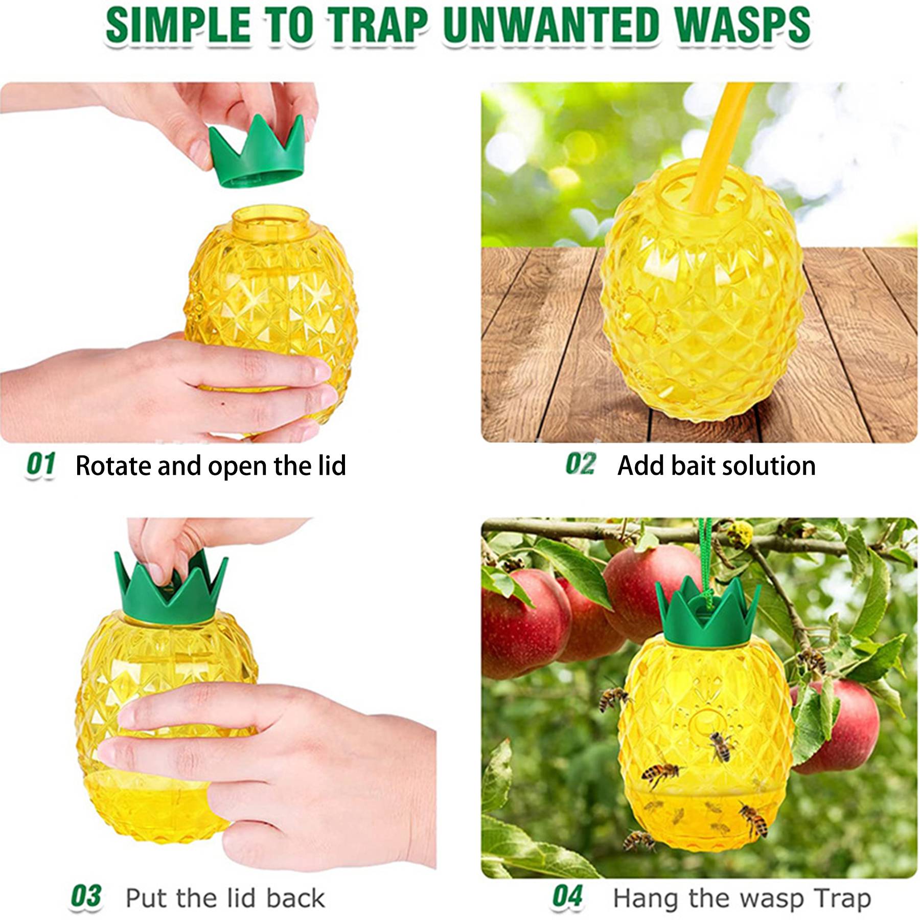 2 PCS Pineapple Shaped Bee Trap 3