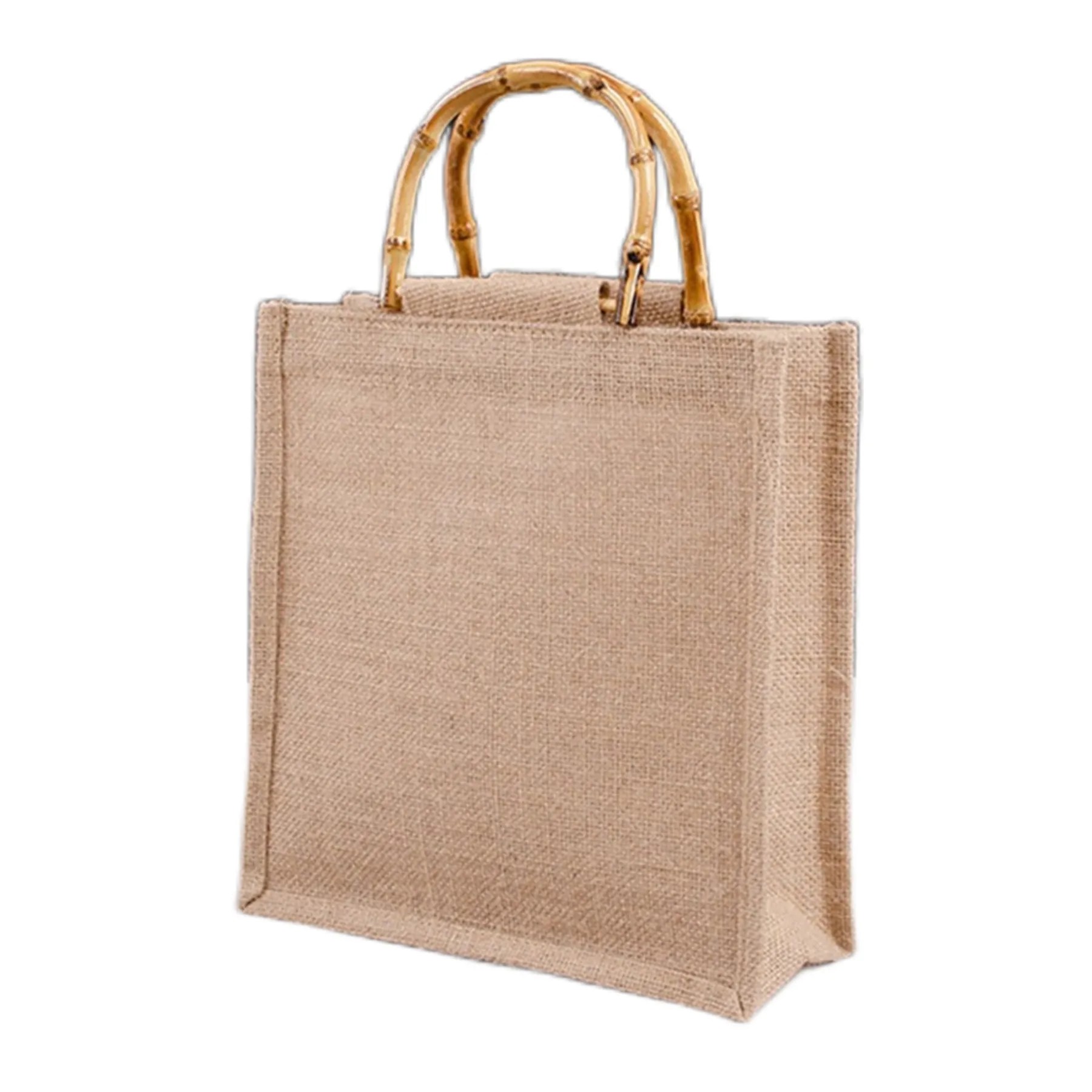 Jute Tote Bag With Bamboo Handle 2