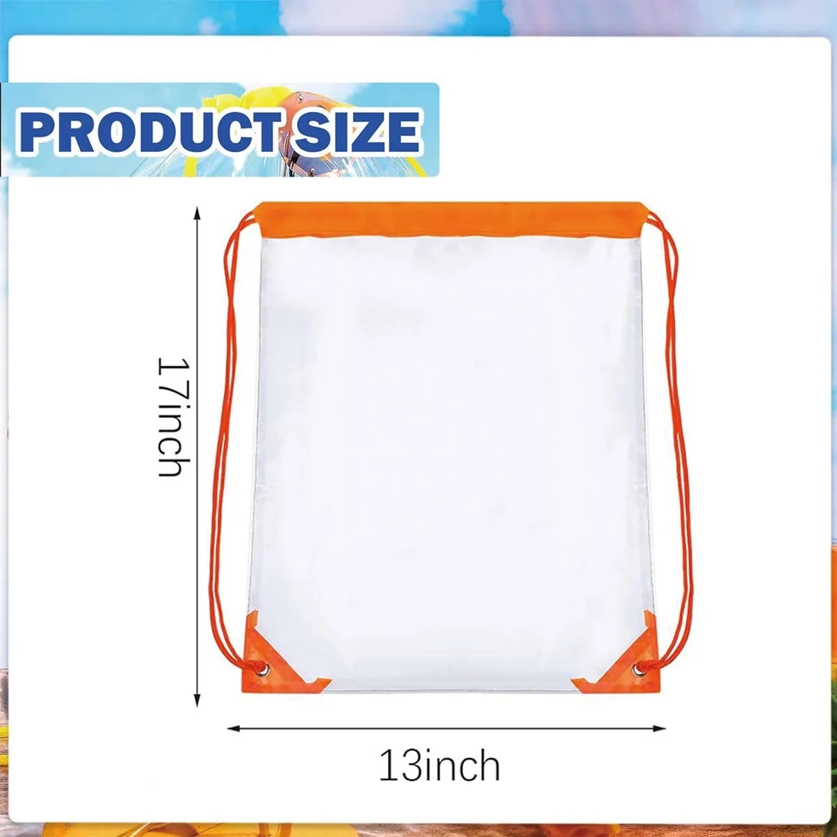 Muticolor Durable PVC Adjustable Clear Drawstring Bagpack 4