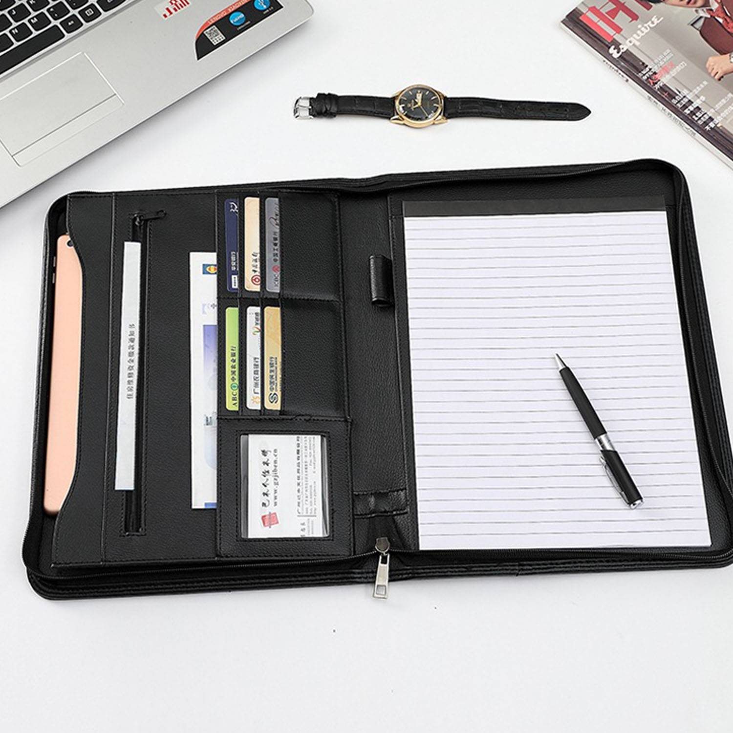 PU Zippered Portfolio Notepad 3