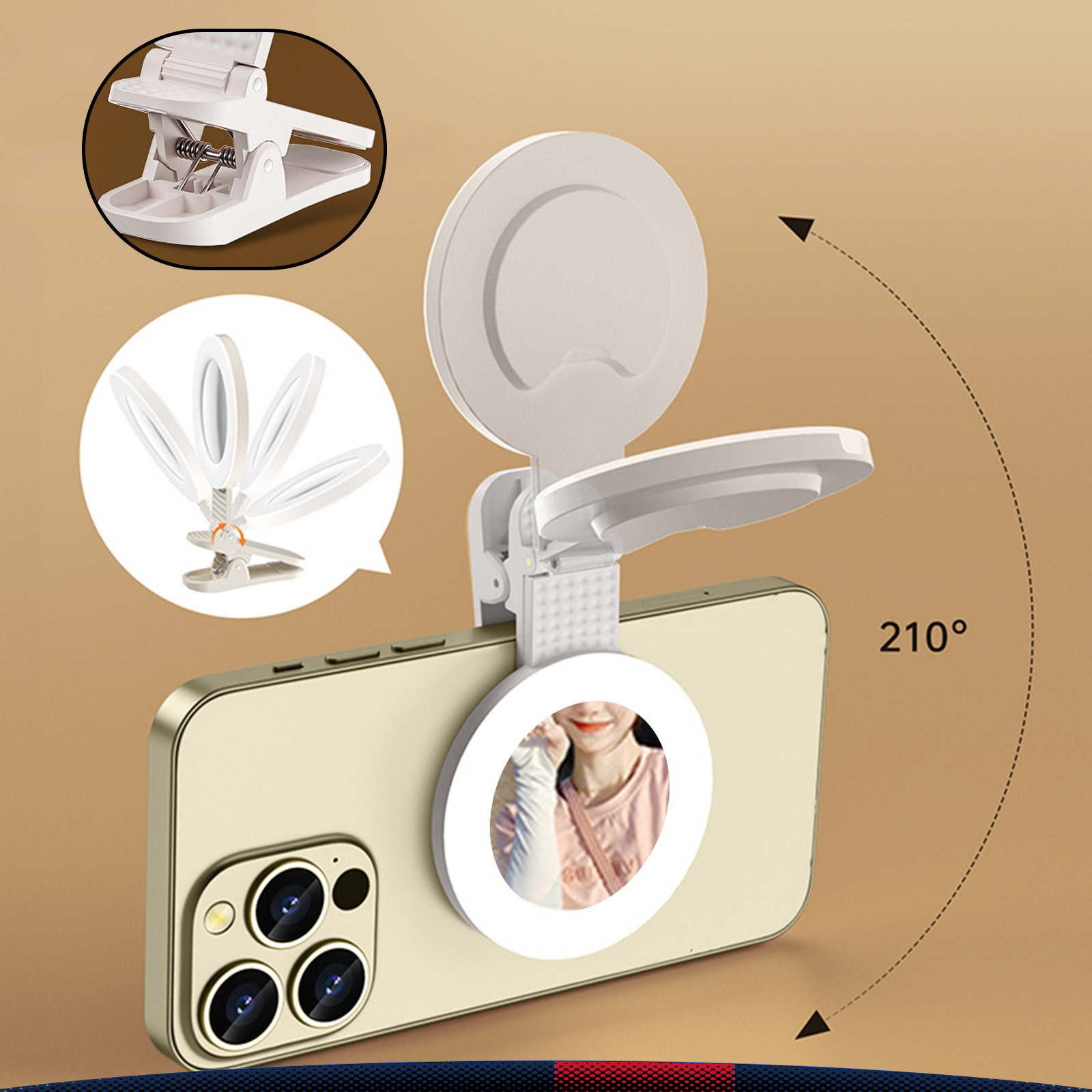 Glintor Clip-On Mirror Selfie Ring Light 3