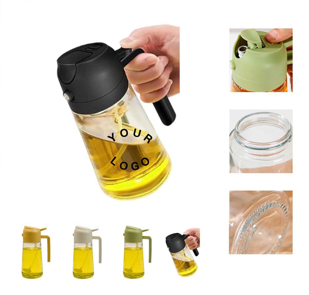 Cooking Oil Bottle with Spray and Pour Options 3