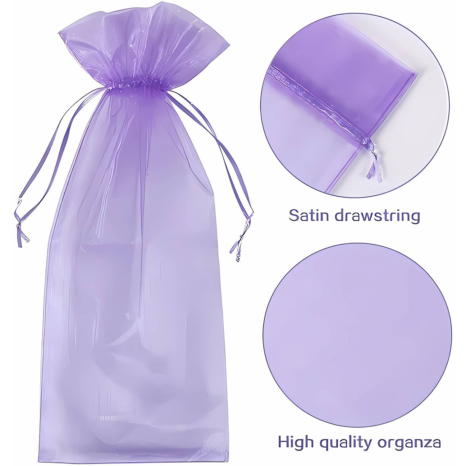 1-Bottle Organza Drawstring Wine Bag 7