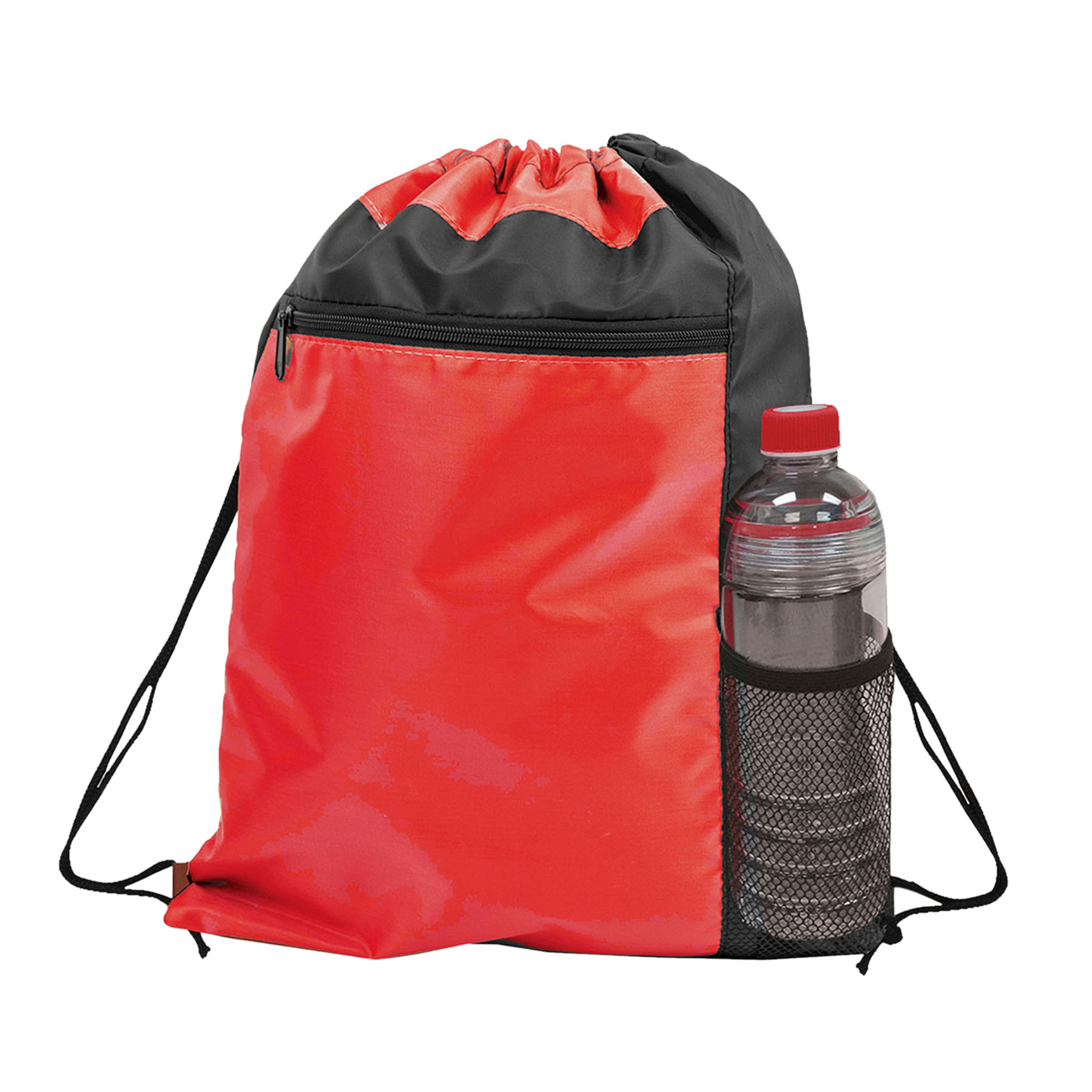 Color Block Drawstring Backpack w/Side Mesh Pocket 4