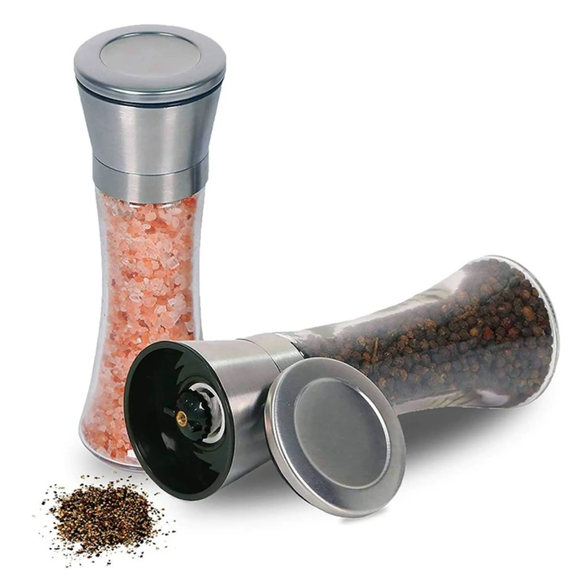 6.5oz Adjustable Salt Pepper Manual Spice Grinder Glass Jar 3