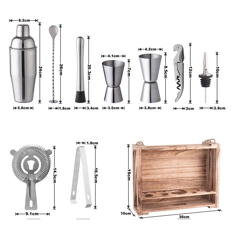11-Piece Cocktail Bar Tool Set Bartender Kit 2