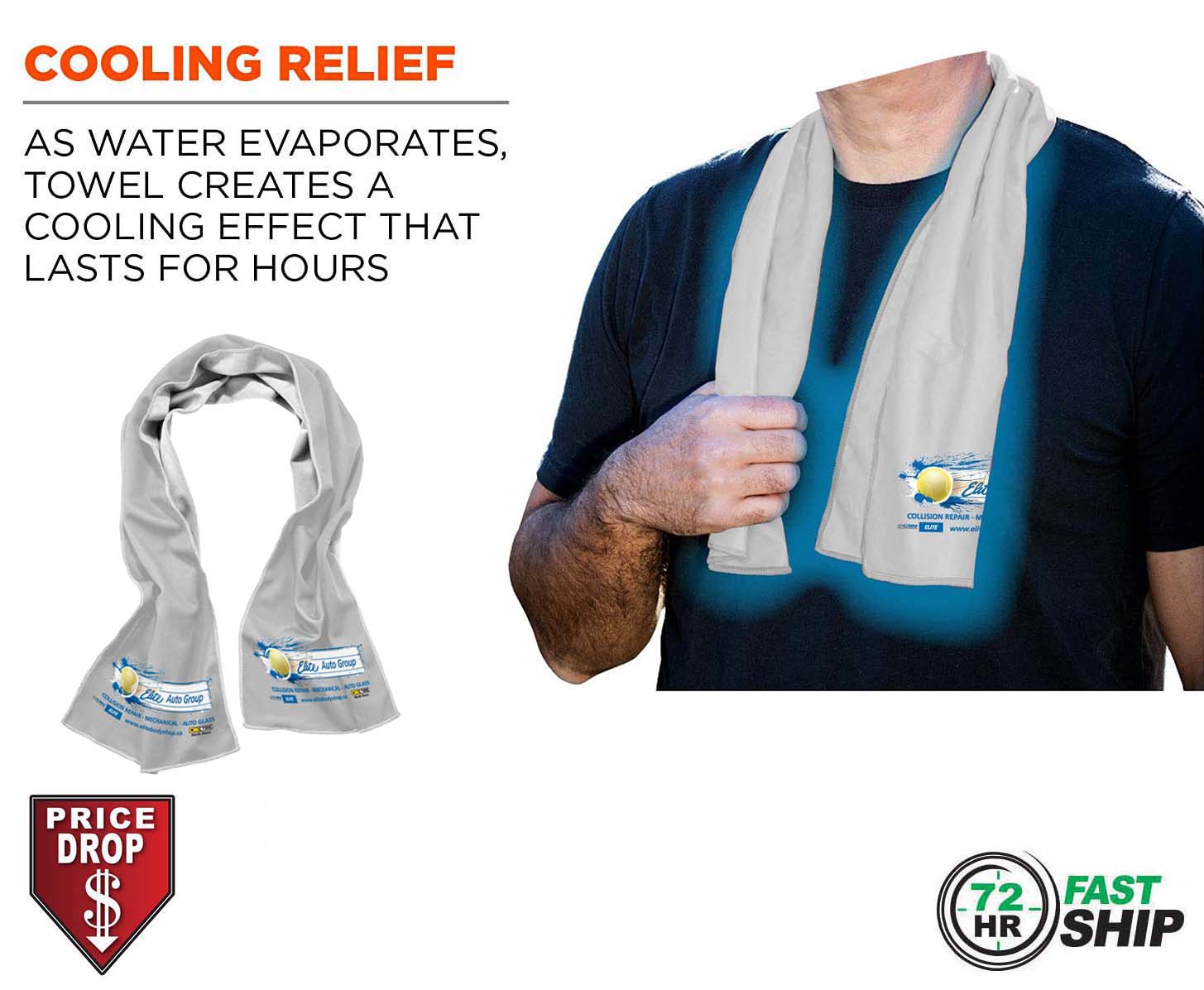 72 Hr Fast Ship - White Cooling Towel, 12"x40", with full color sublimated logos 8