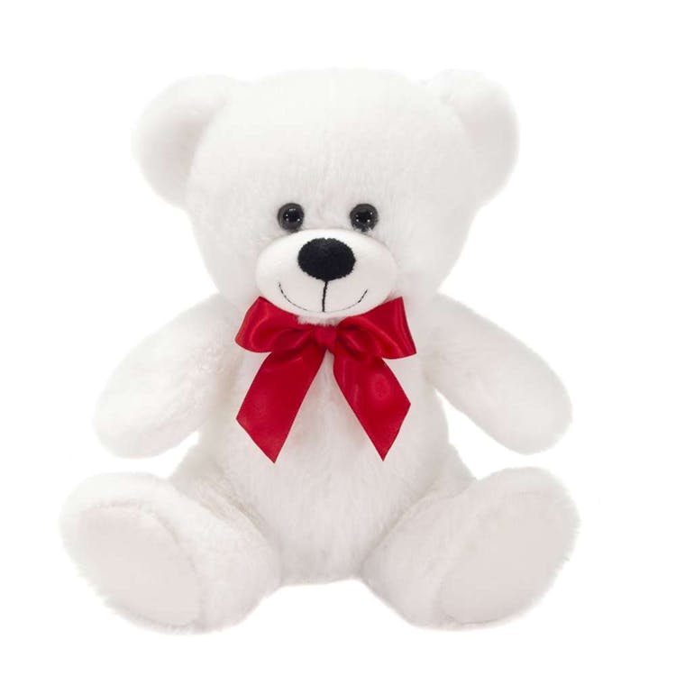 Plush White Sitting Teddy Bears - 8" 2