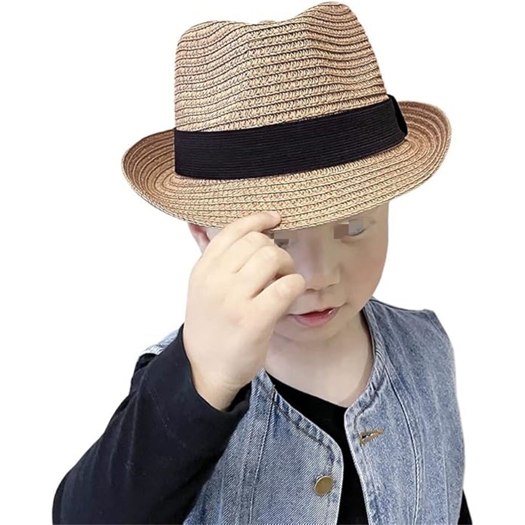 Straw Fedora Sun Hat for Kids 5