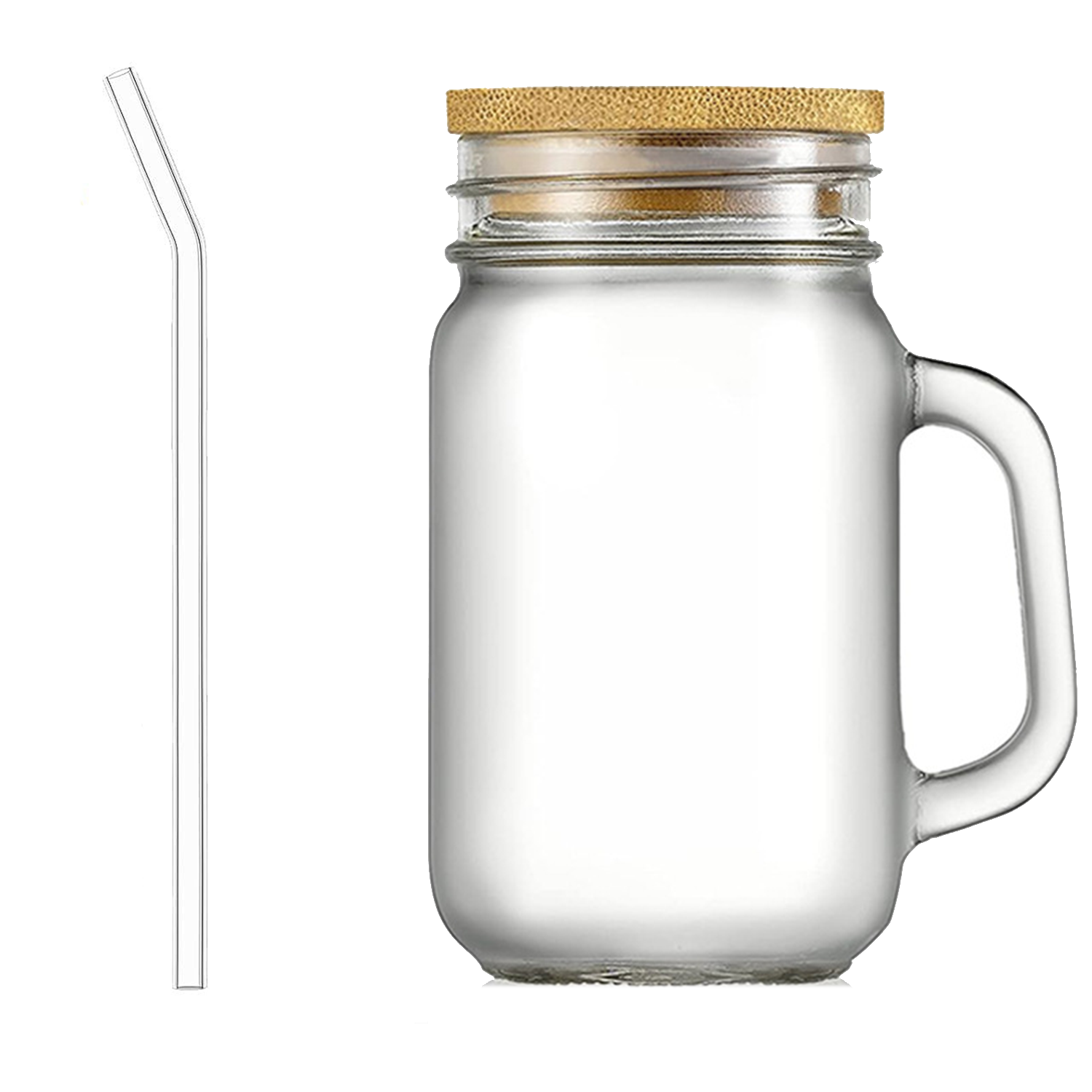 16oz BPA Free Clear Glass Jar w/ Straw 2