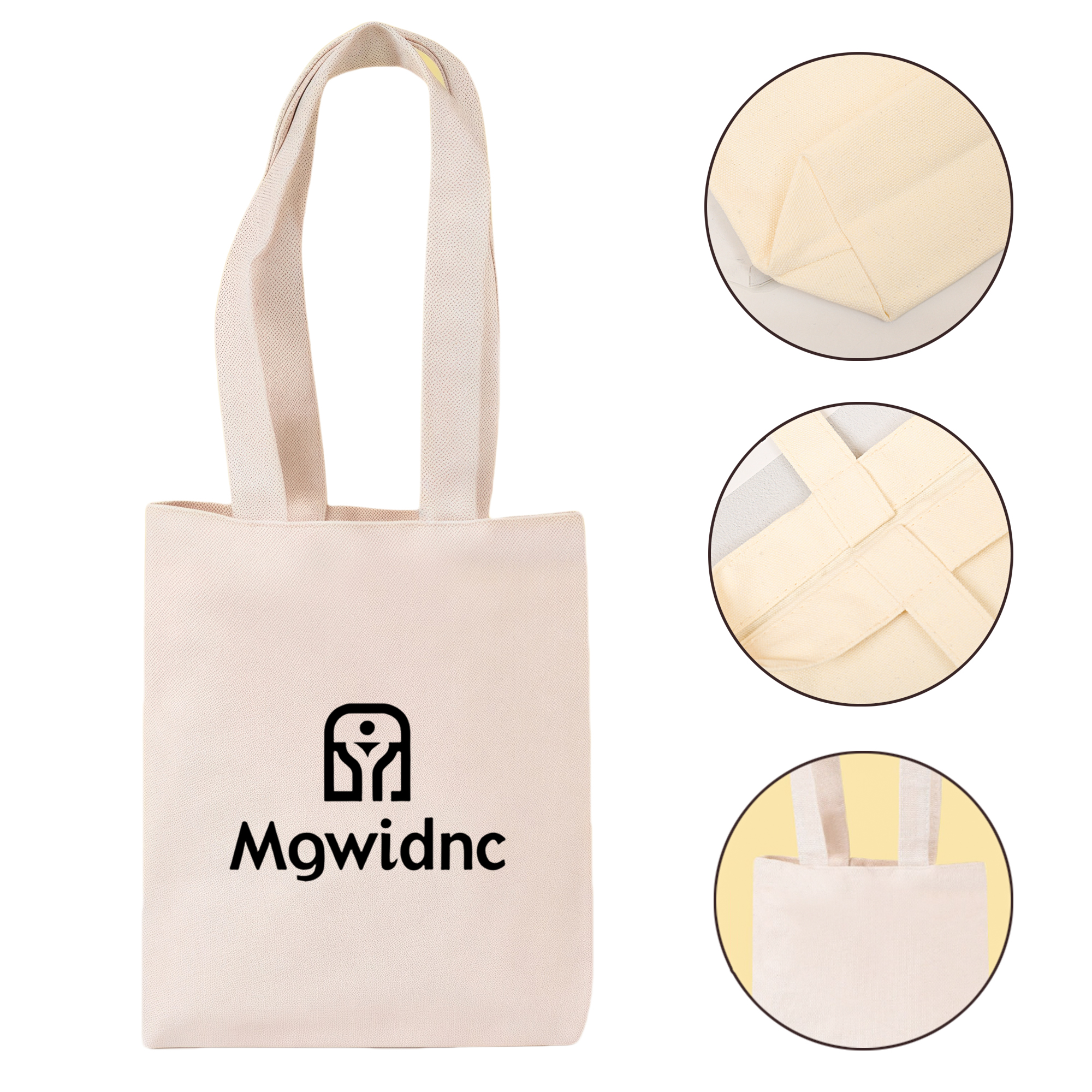 Reusable Beige Canvas Tote Bag - Large Durable Eco-Friendly Handbag 1