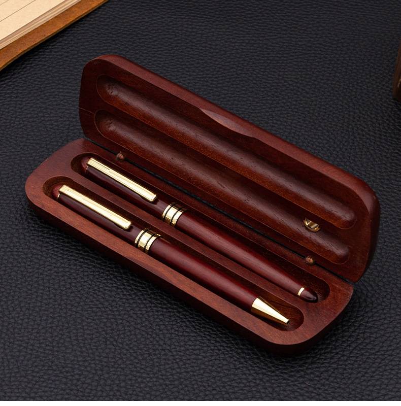 Red Wooden Box Unisex Jewel Business Signature Pen 9