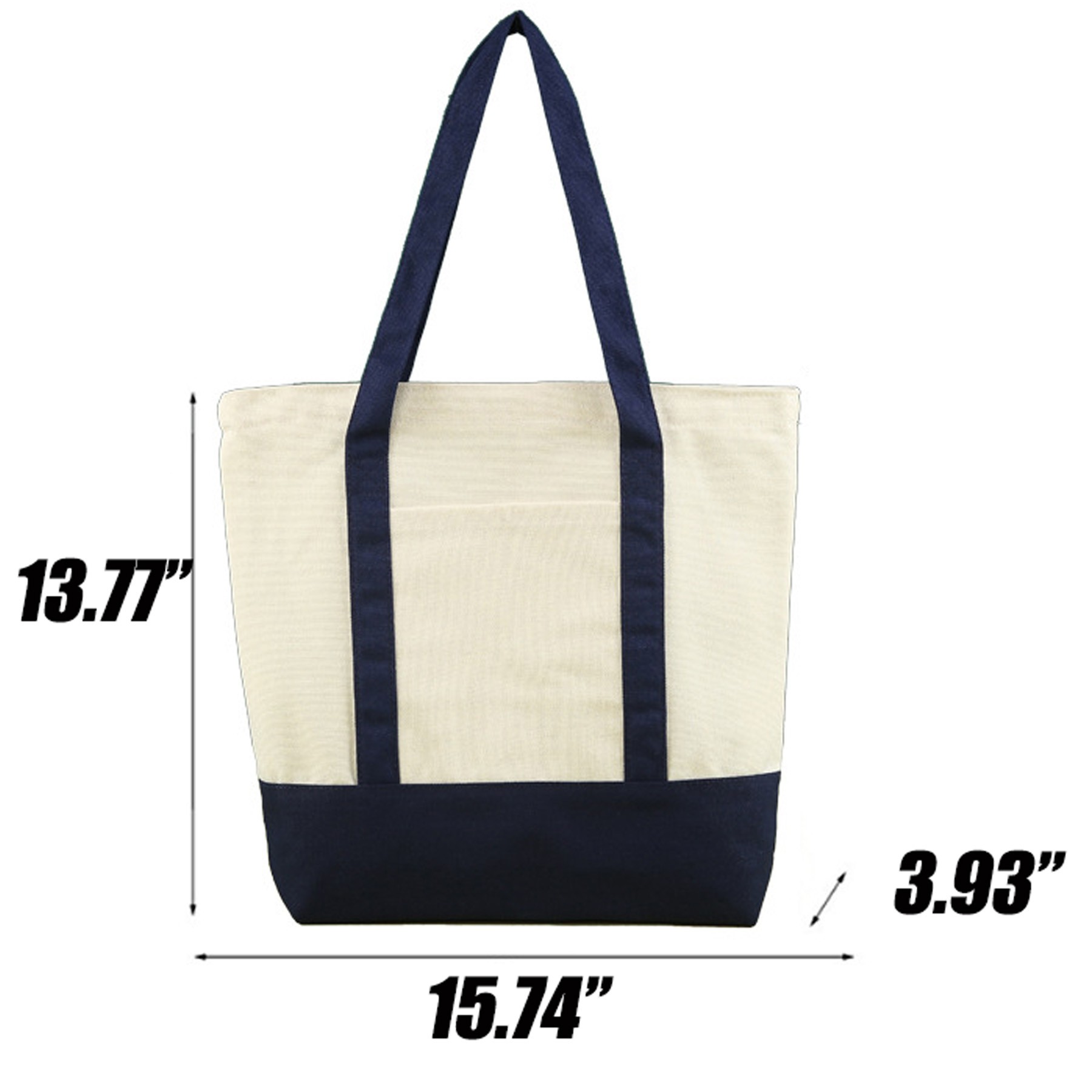 Cotton Canvas Boat Tote With Exterior Pocket, custom tote bag with logo imprint 3