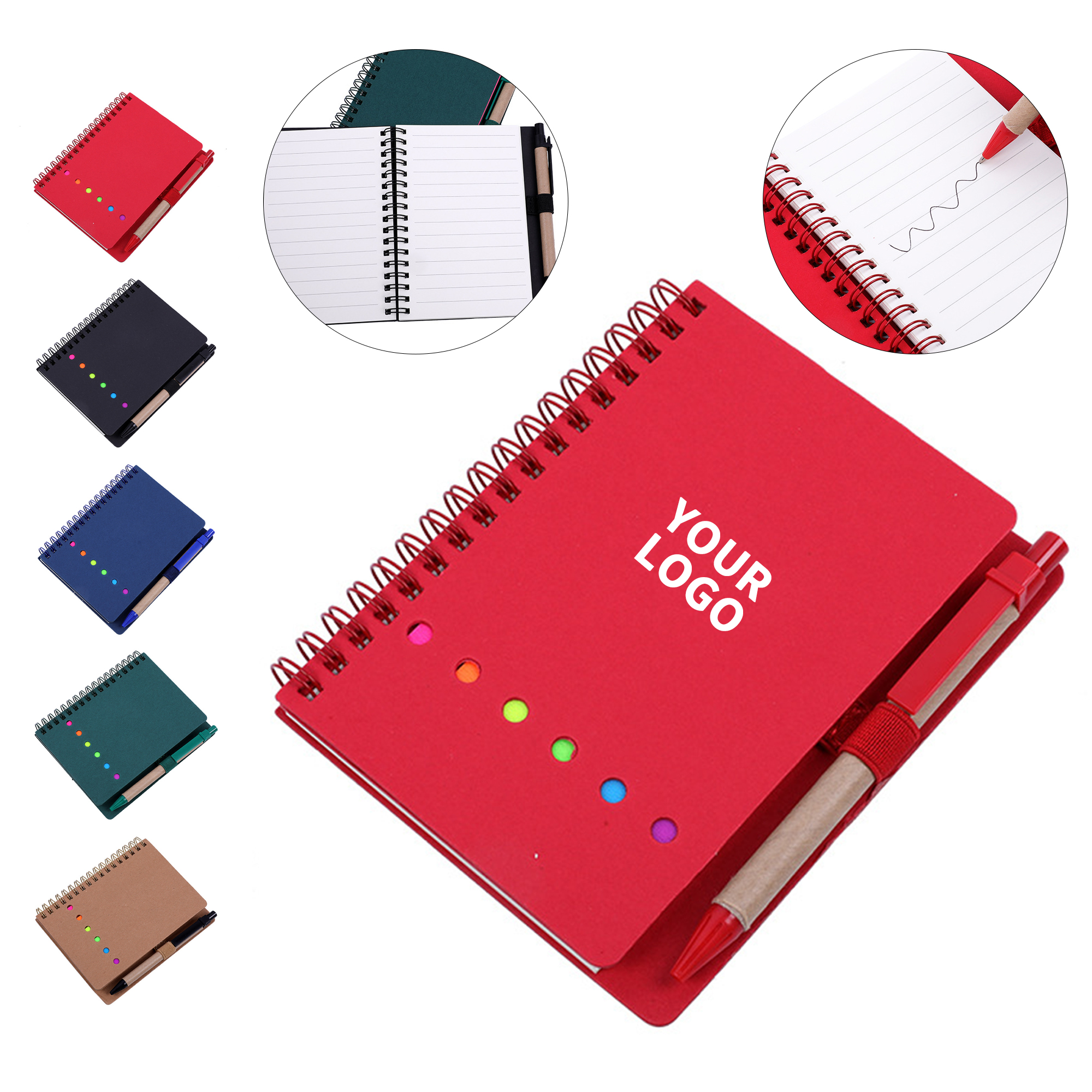 Spiral Bound Notebook Set With Ballpoint Pen And Sticky Notes 2