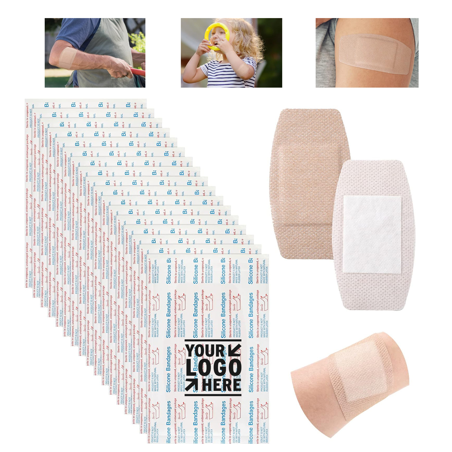 3.9 x 2 In Large Sensitive Fragile Skin Child Elderly Painless Removal Silicone Adhesive Bandage
