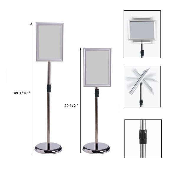Retractable Stanchions W/ A4 Display Sign Frame 1