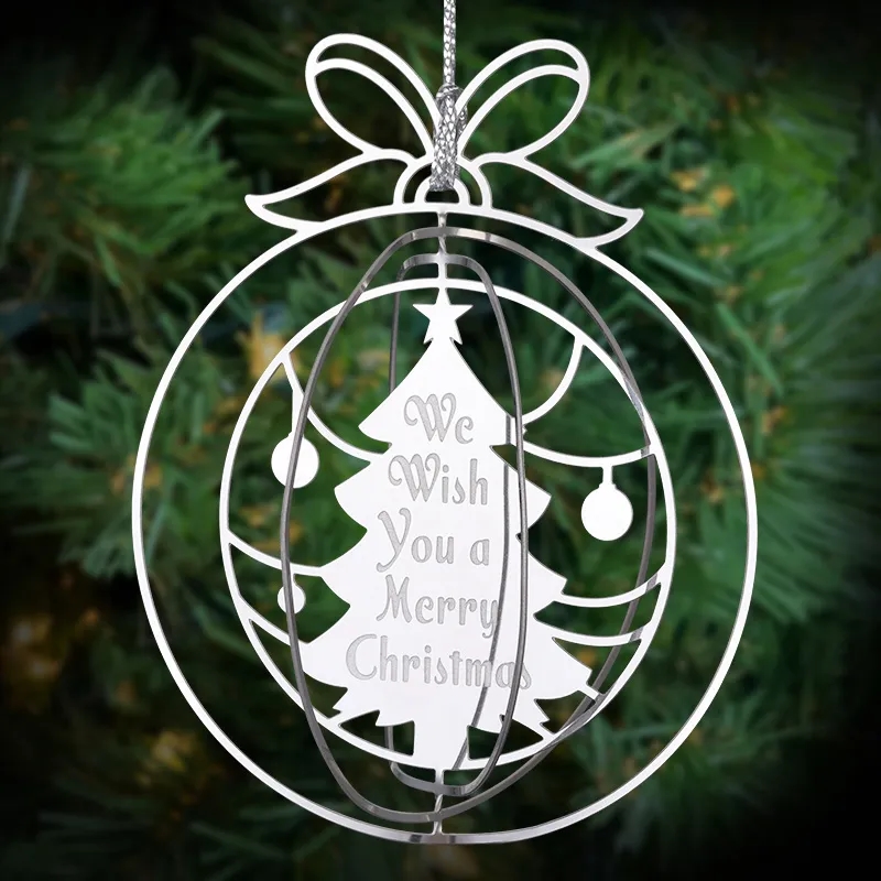 4" Custom Silver 3D Rotation Ornaments