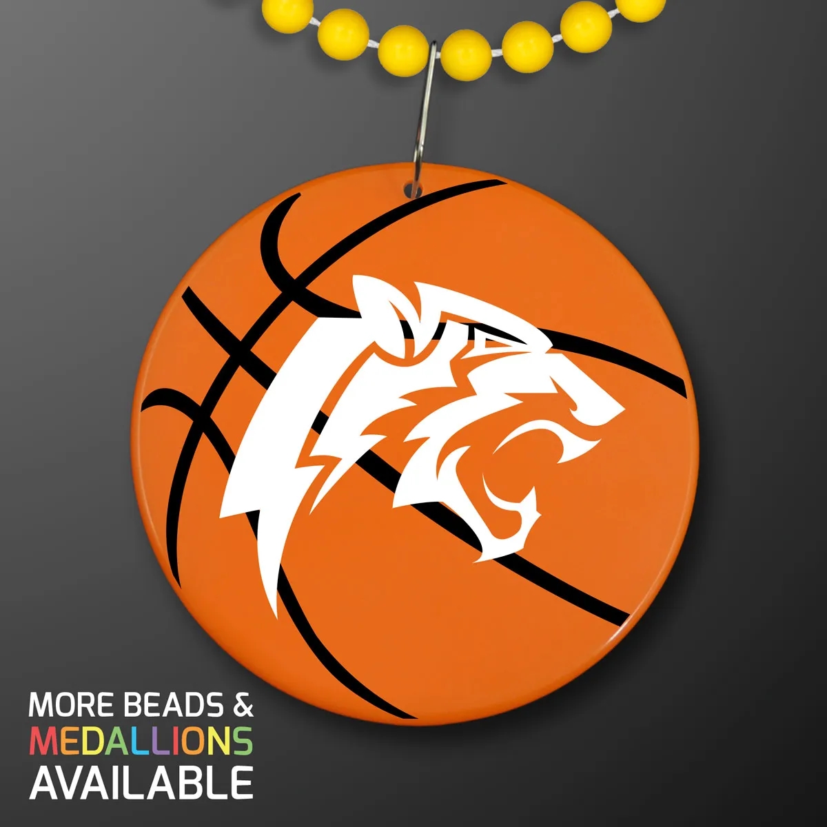 Basketball Medallion on Beads Necklace (NON-Light Up) 8