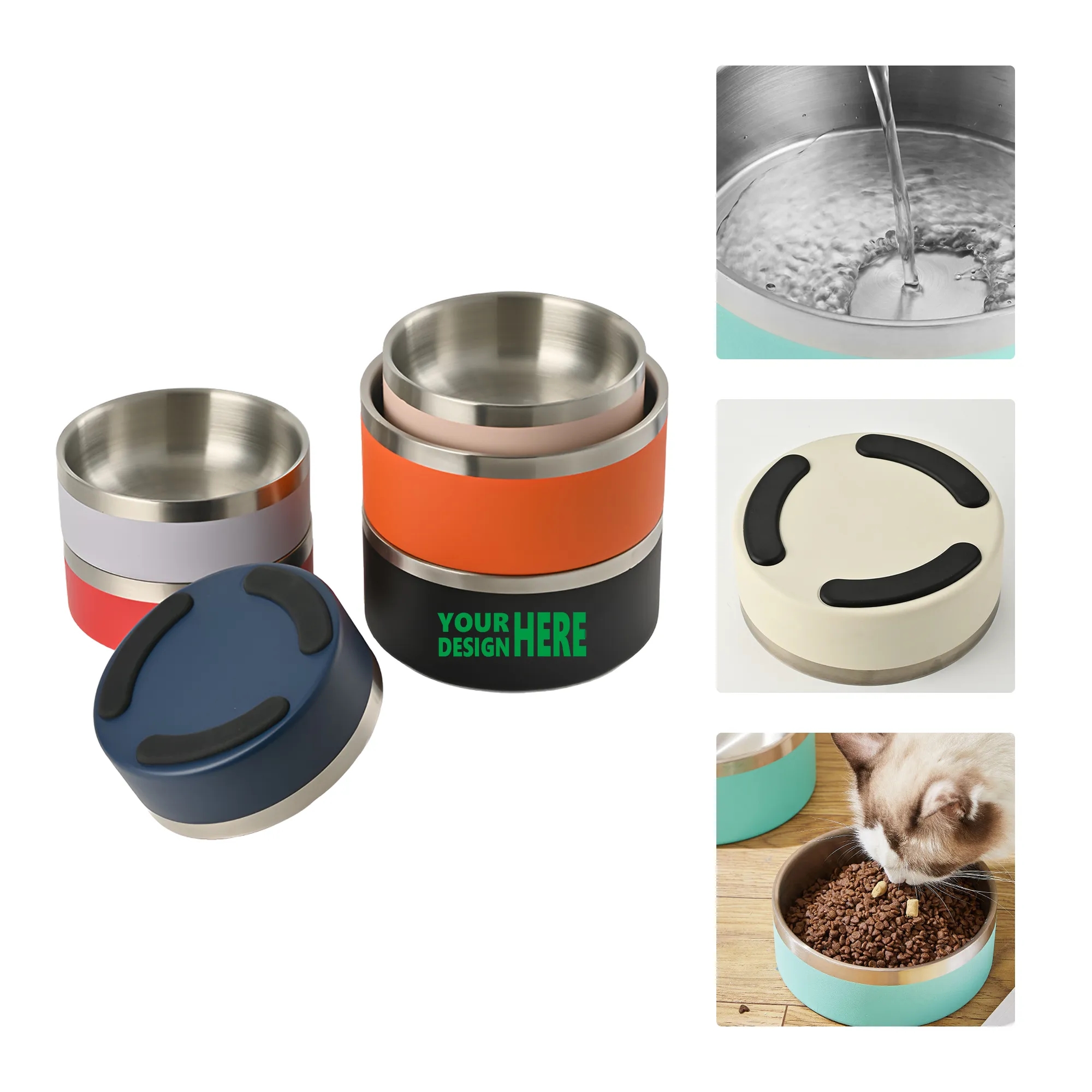 304 Stainless Steel Pet Bowl with Anti Slip Design